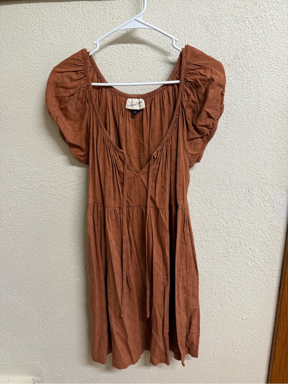 Rust Puff Sleeve Women's Dress